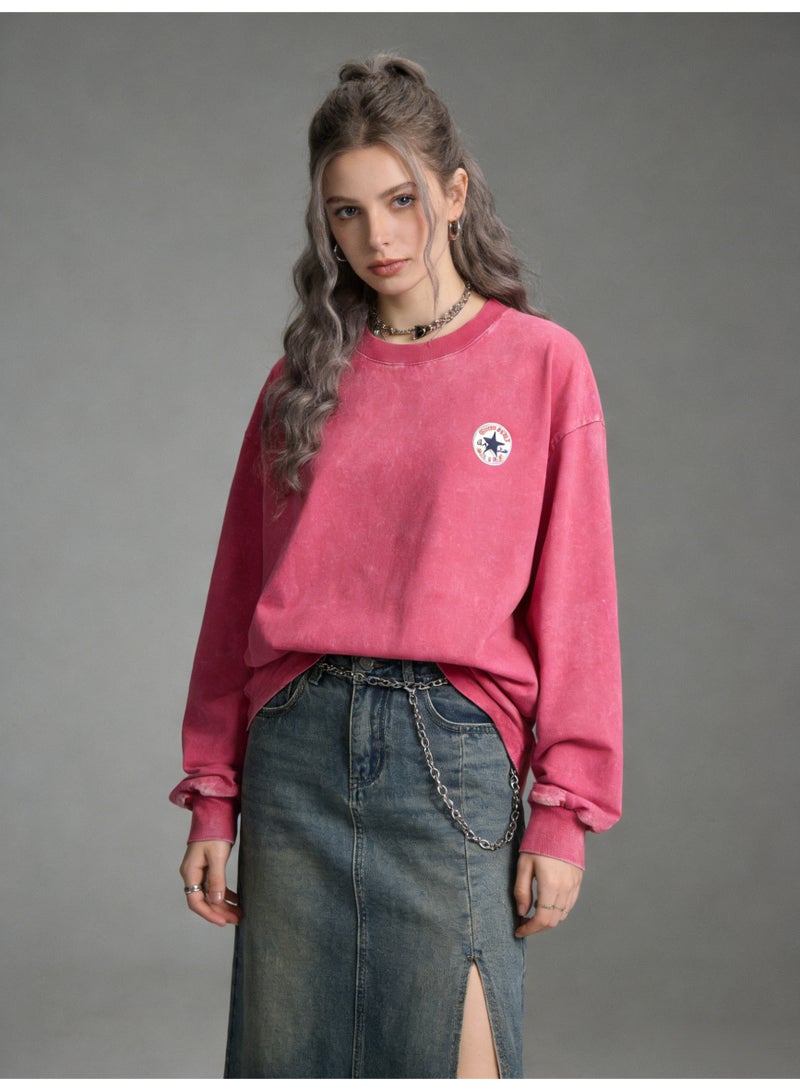 CONVERSE 2026 Converse Star Patch Vintage Washed Unisex Sweatshirt, Premium Heavyweight Cotton Loose Fit Pullover, Retro American Streetwear for Men & Women in Multi-Color Options - Image 5